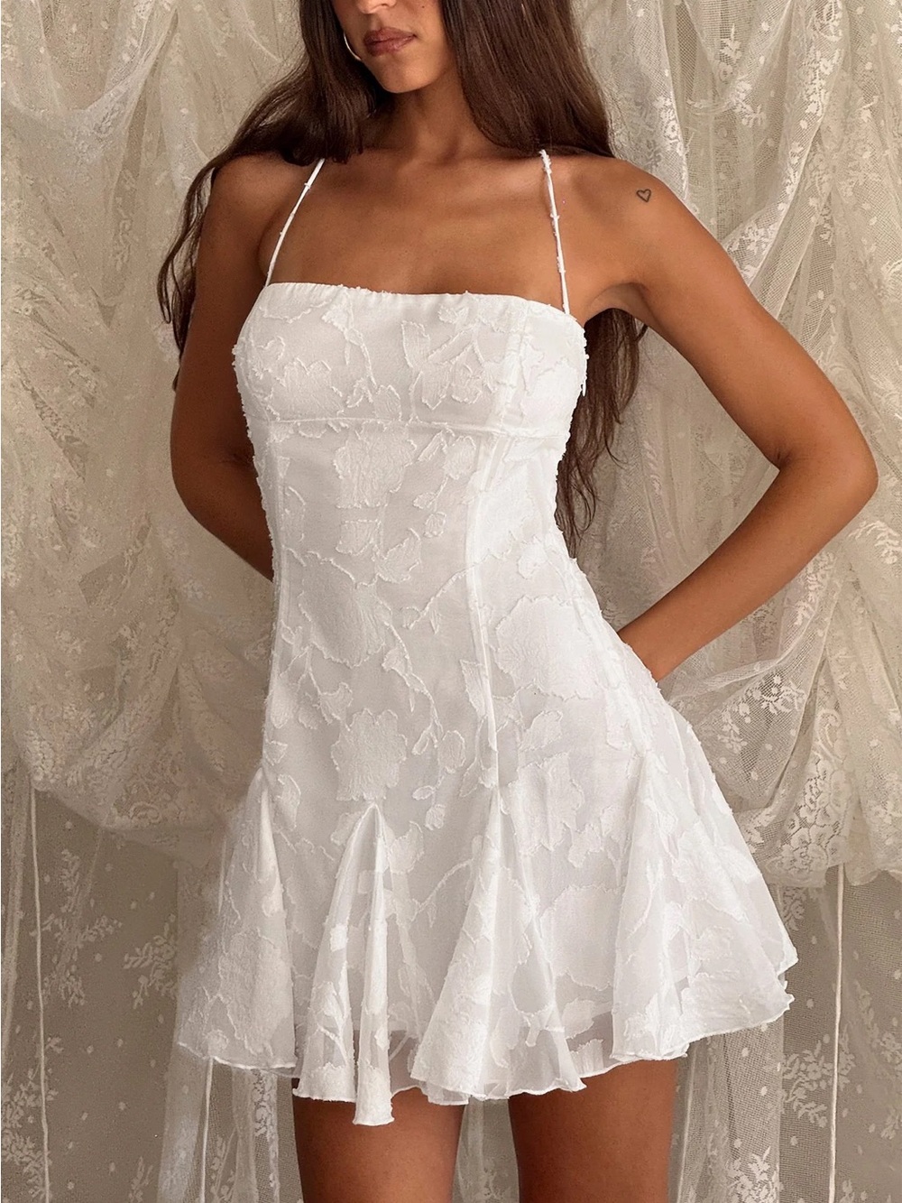 Delamere Mini Dress White Burnout